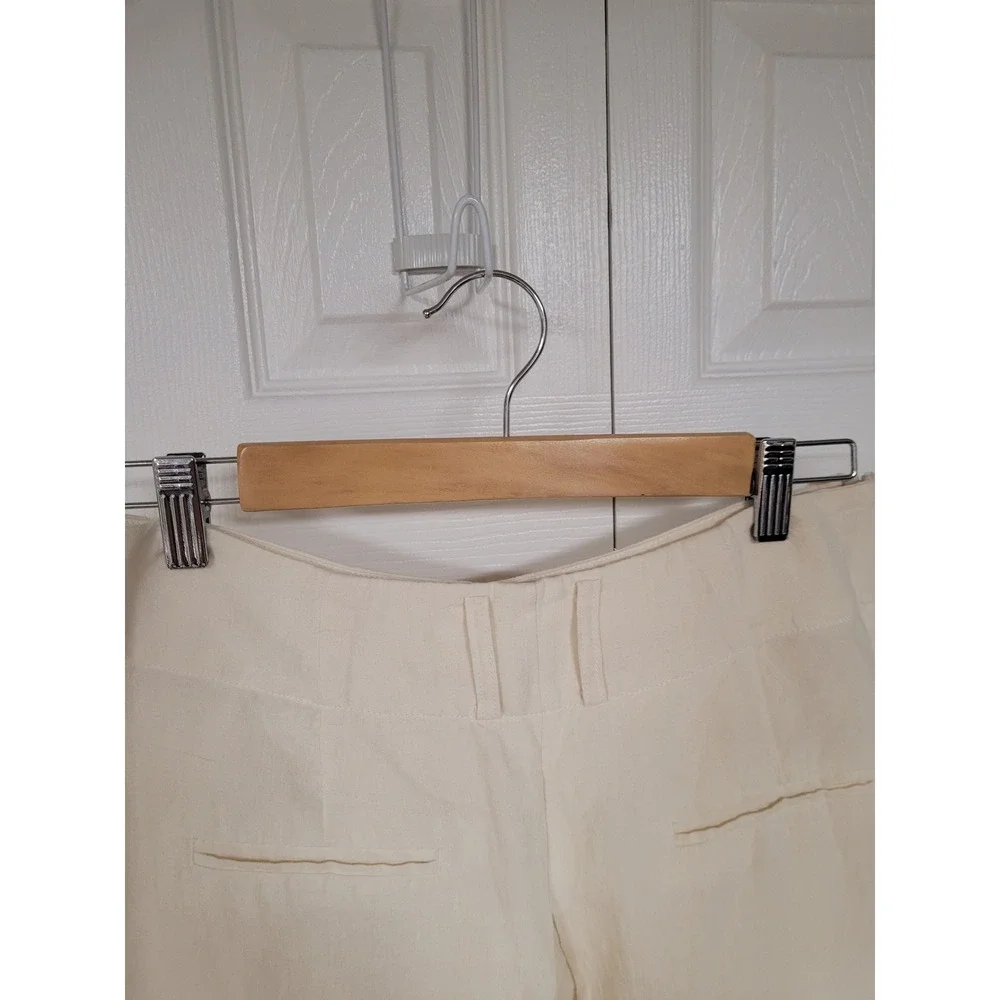 LA IDÉE Cream 100% Linen Wide Leg Womens Goucho Pants Resort/Luxewear Size M‎